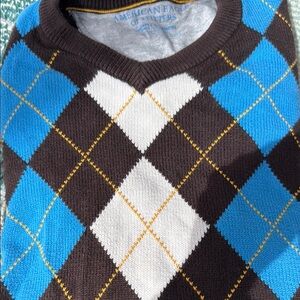 American Eagle Outfitters Men's Argyle Sweater - Blue and Brown